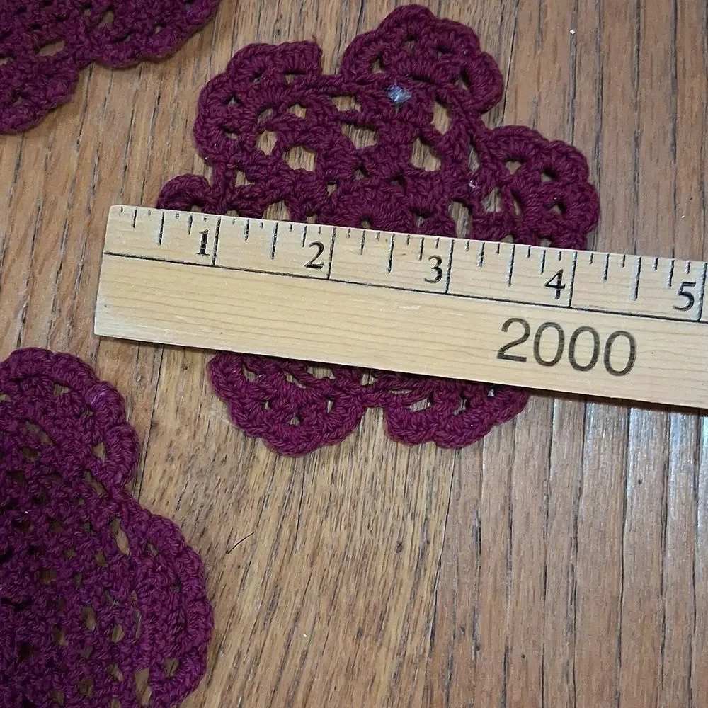 Heritage Lace Center Mat(2) & Crocheted Jewel‎ Tone Doilys(5)